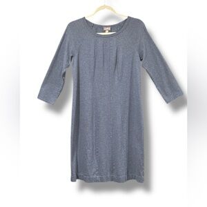 J.Jill 3/4 sleeved blue cotton blend pleated Midi dress size Medium